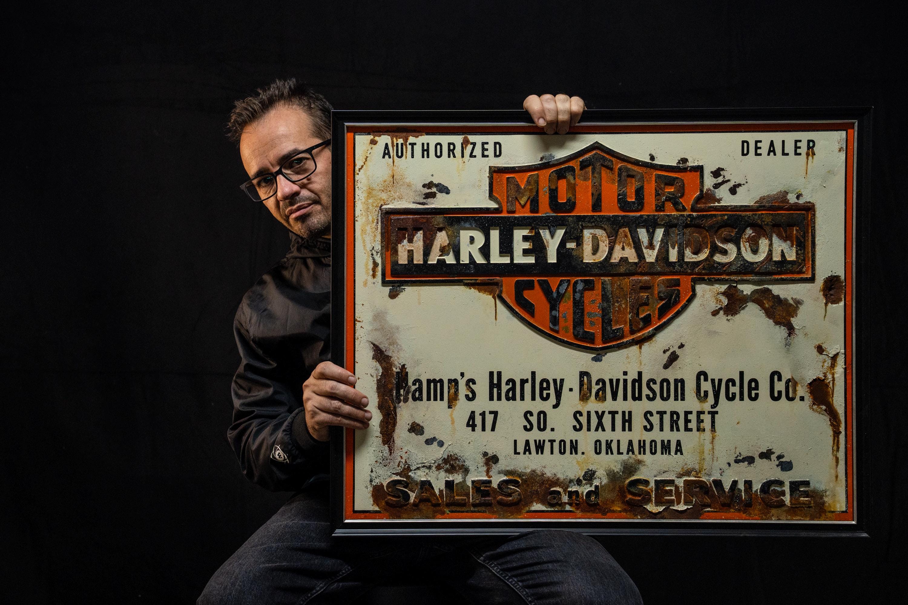 Vintage Harley Davidson Garage Sign | Handmade Motorcycle Wall Art