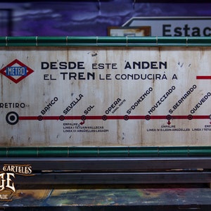 Vintage Poster of the Chamberí Madrid Metro Station - 50s-60s - Vintage Tile - Retro Decor - Museum Style - Bar Decor