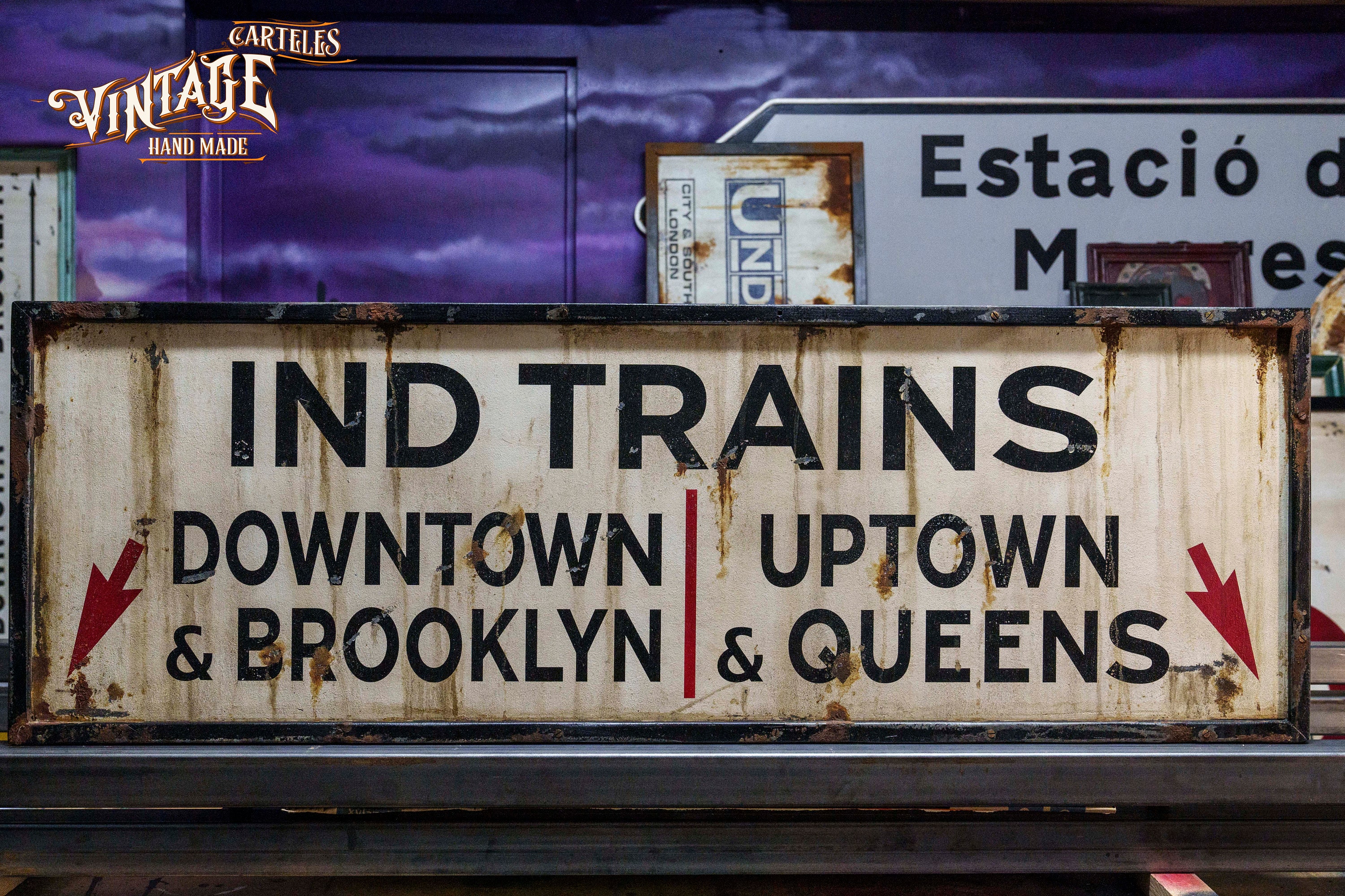 Vintage NYC Subway Poster IND TRAINS - Urban Retro Decor