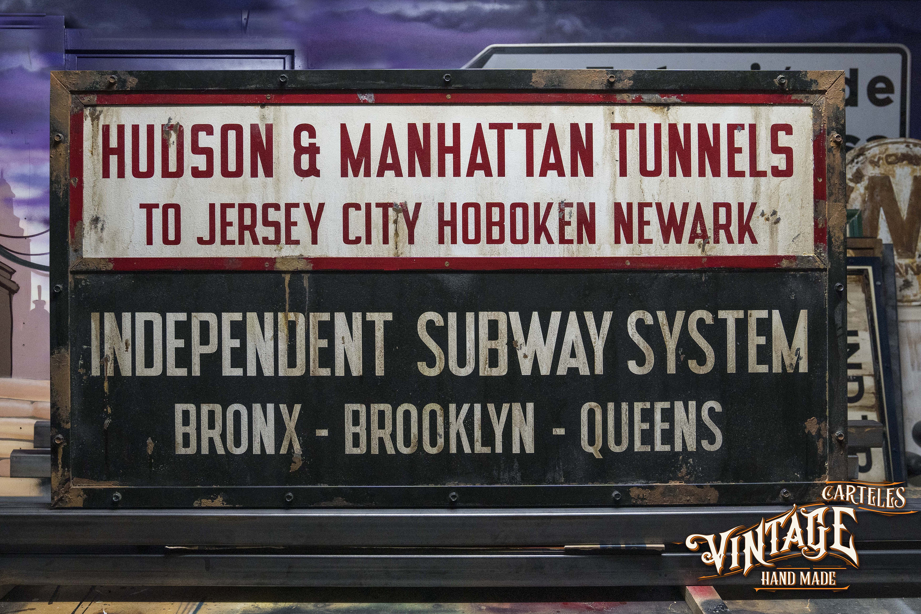 Vintage Subway Sign New York - Hudson Manhattan Subway Sign 1980