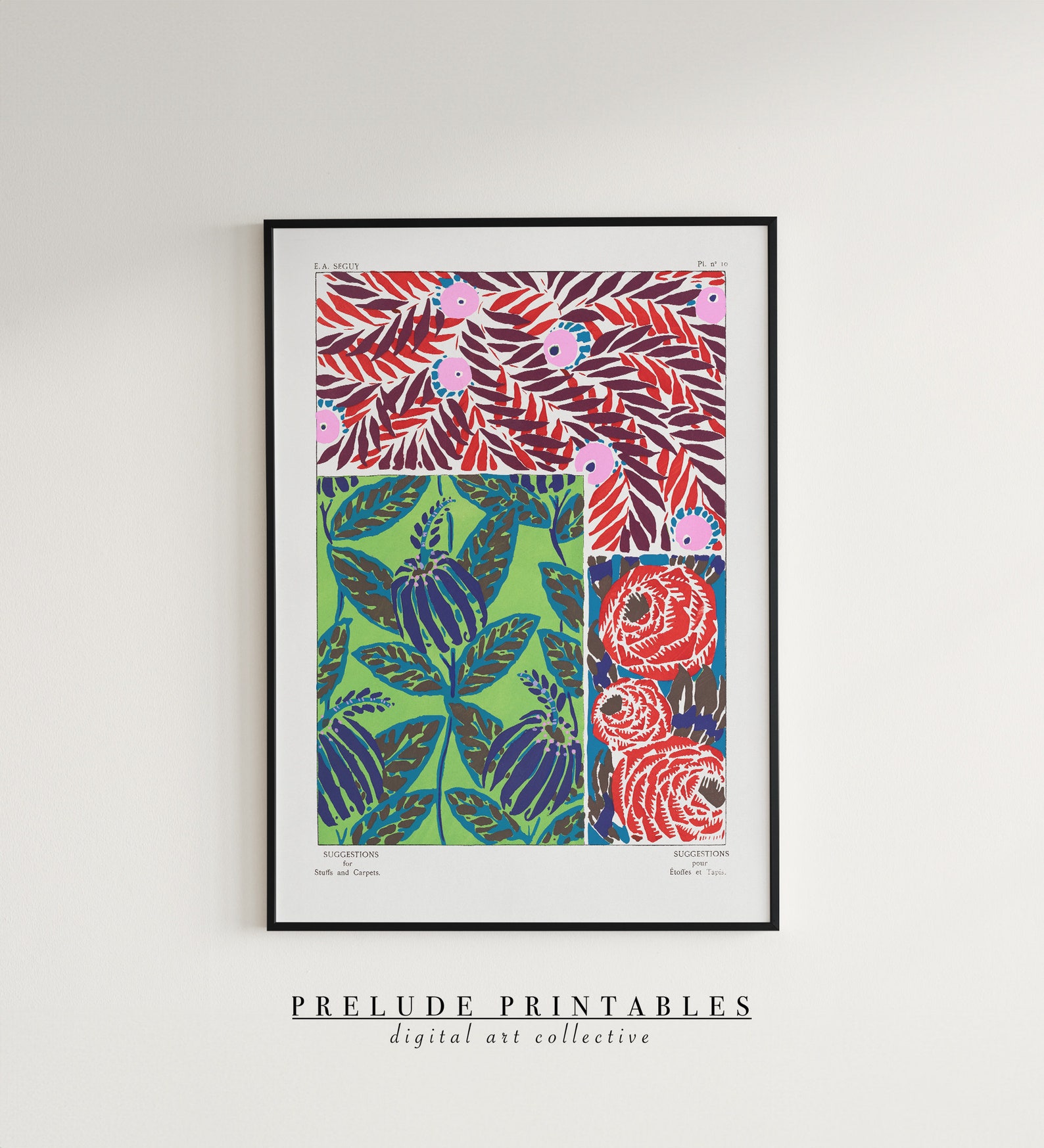 Printable Wall Art Nouveau Vintage Poster Art Deco Floral Patterns ...