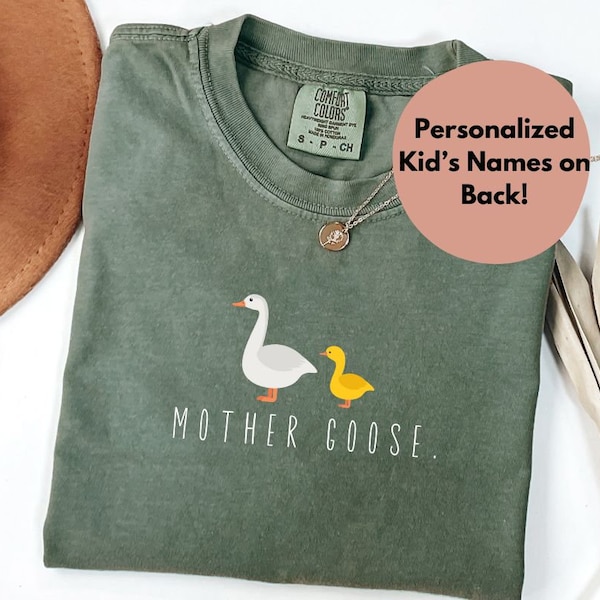 Personalized Mom shirt with Kids Names Mothers Day Gift Funny Shirts for mom Custom Gift Child Names Mother Goose