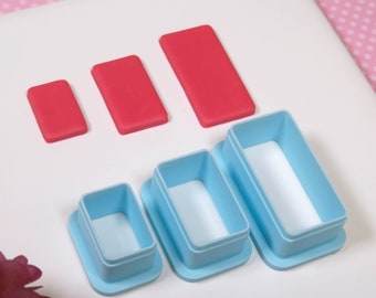 長方形 | ポリマークレイカッター、ジュエリーカッター、幾何学形状、基本形状、3サイズセット