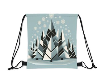 Impresionante bolsa con cordón navideña: elegante y duradera para uso festivo diario/bolsa con cordón navideña/bolsa festiva/bolsa con estampado a todo color