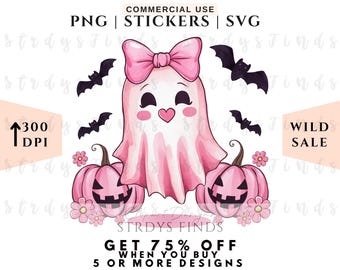 Fantasma fofo rosa, Halloween assombrado, Fantasma feliz, Halloween, Fantasma fofo, Temporada assustadora, Adesivos de fantasmas, Adesivos de Halloween, PNG, SVG, Adesivo