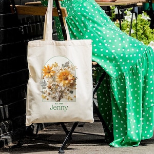 Custom Tote Bag Birthday Gift for her April Birthday Personalized Canvas Tote Bag for Bridesmaids April Birth Month Flower Best friend gift