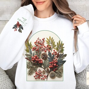 Christmas Sweatshirt Sleeve Print December Birth Month Flower Mother&#39;s Day Gift Holiday Tote Bag Winter Shirt Holiday Gifts