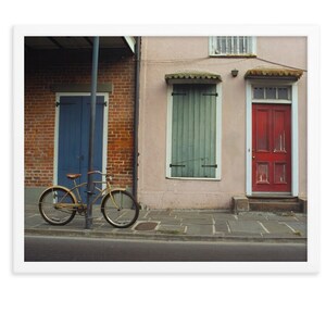 New Orleans French Quarter Photography, Framed Color Photo Print, Architecture, Bicycle, Red, Door, Wall Art, Home Decor, NOLA, Louisiana