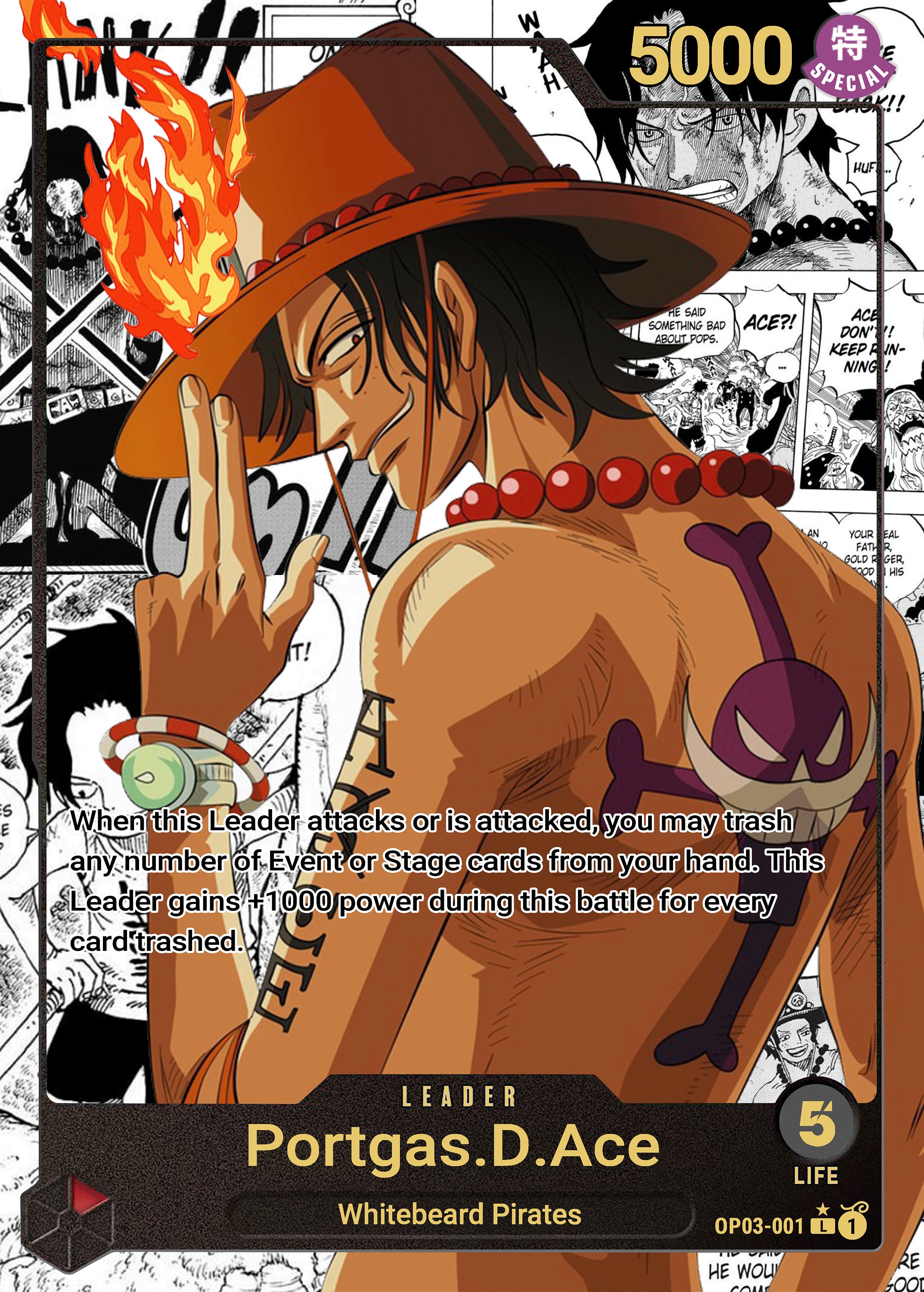 5 Panels MANGA ANIME Fire Fist Ace Poster Canvas PRINT Gift 