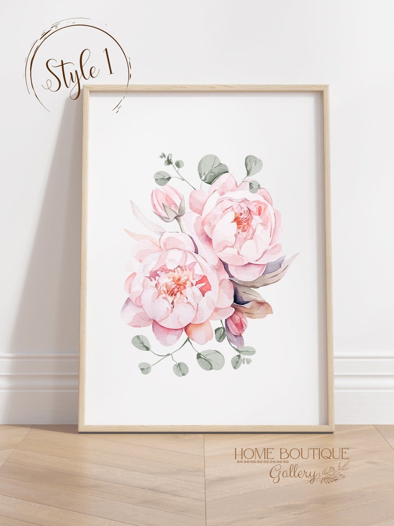 Set of 3 Watercolor Blush Peony Flower Print Blush Peony Flower Print ...