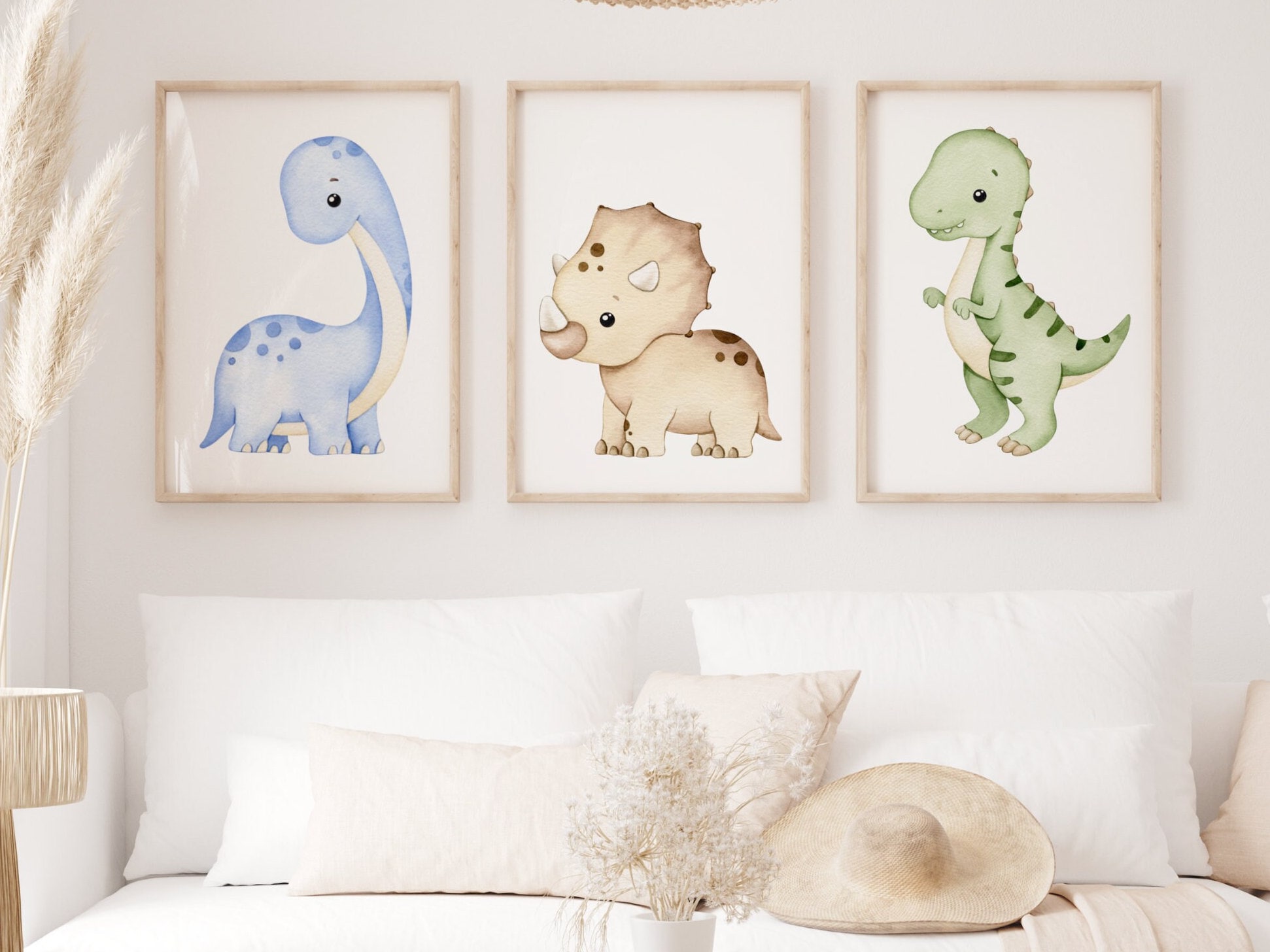 Dinosaur Art Prints Dinosaur Baby Nursery Decor Set of 3 Watercolor ...