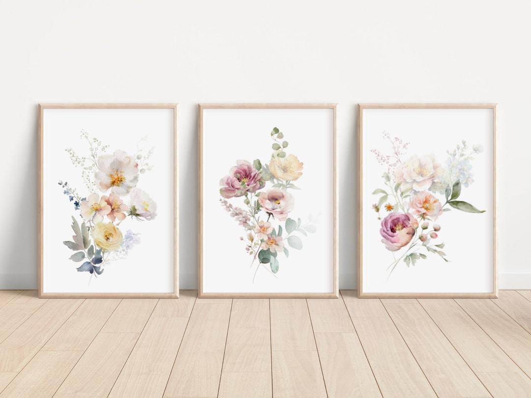 Wildflower Art Prints Set of 3 Watercolor Wildflower Print Wild Floral ...