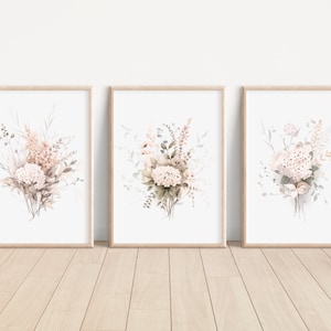Set of 3 Watercolor Flower Print Floral Art Print Abstract Flower Painting Wildflower Print Artwork for Walls Flower Baby Girl Nursery Art
