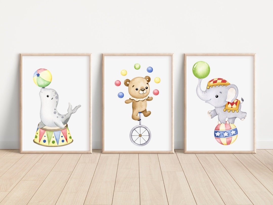 Circus Animal Watercolor Prints Circus Animal Wall Art Circus Nursery ...
