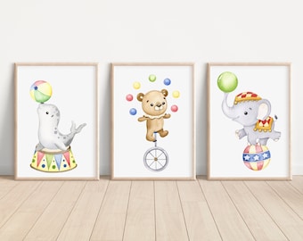 Circus Animal Watercolor Prints Circus Animal Wall Art Circus Nursery Decor Wall Art Prints Circus Animal Nursery Wall Art Decor Circus Art