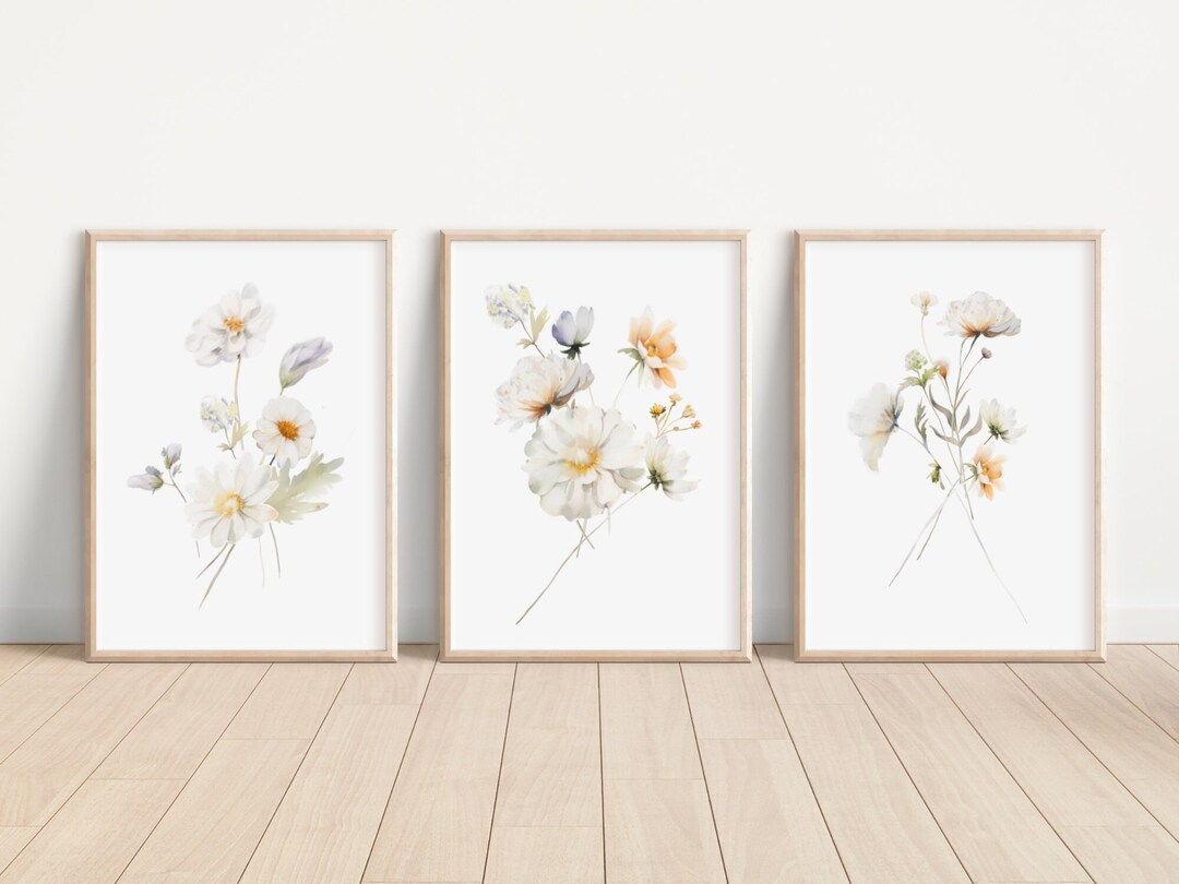 Wildflower Prints Set of 3 Watercolor Wildflower Prints Floral Wall ...