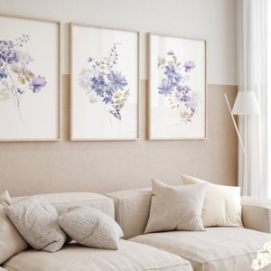 Violet Flower Wall art Prints Watercolor Violet Flower print Violet Floral Art Violet Flower Nursery Art Print Violet Flower Artwork decor image 2