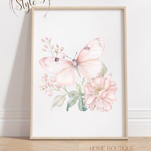 Dusty Rose Butterflies Wall Art Prints Set of 3 Watercolor Dusty Rose ...