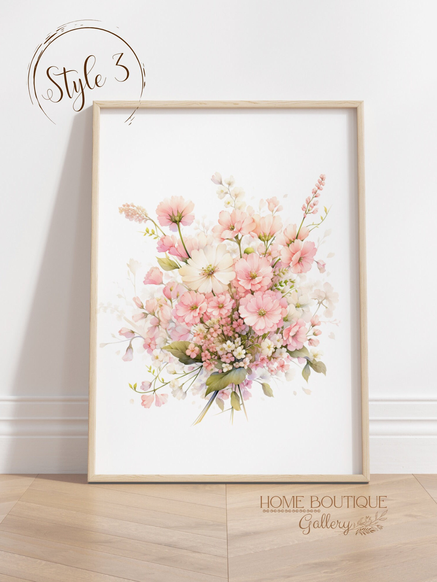 Pink Blush Flower Wall Art Print Set of 3 Watercolor Pink Blush Flower ...