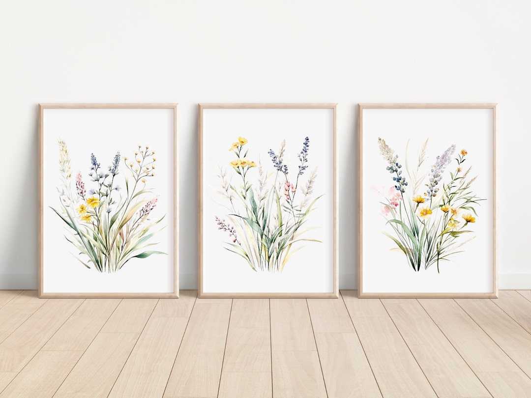 Set of 3 Watercolor Wildflower Print Flower Art Prints Wild Floral ...