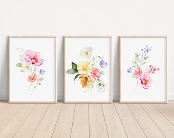 Wild Floral Art Print Watercolor Wildflower Set Floral Prints Wild Floral Artwork Wildflower Nursery Girl Decor Wall Art Wildflower Printing