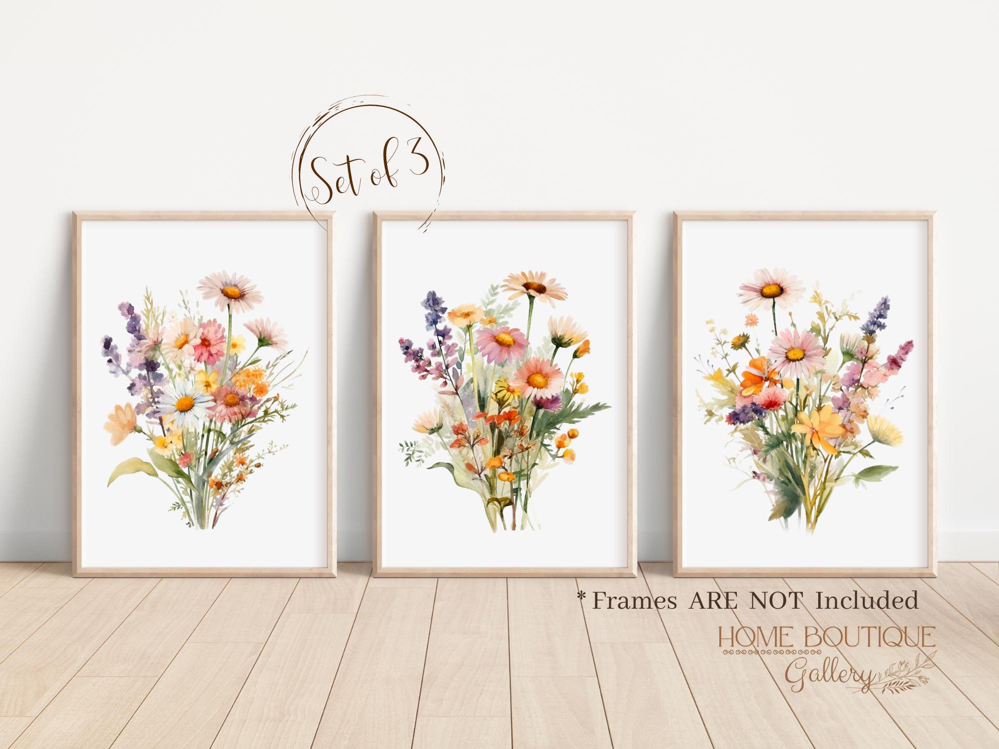 Meadow Wildflower Art Print Set of 3 Watercolor Meadow Wildflower Print ...