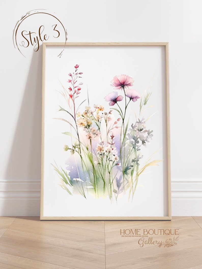 Meadow Flower Prints Set of 3 Watercolor Wildflower Print Wild Floral ...