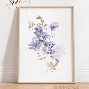 Violet Flower Wall art Prints Watercolor Violet Flower print Violet Floral Art Violet Flower Nursery Art Print Violet Flower Artwork decor 1 Print - Style 3