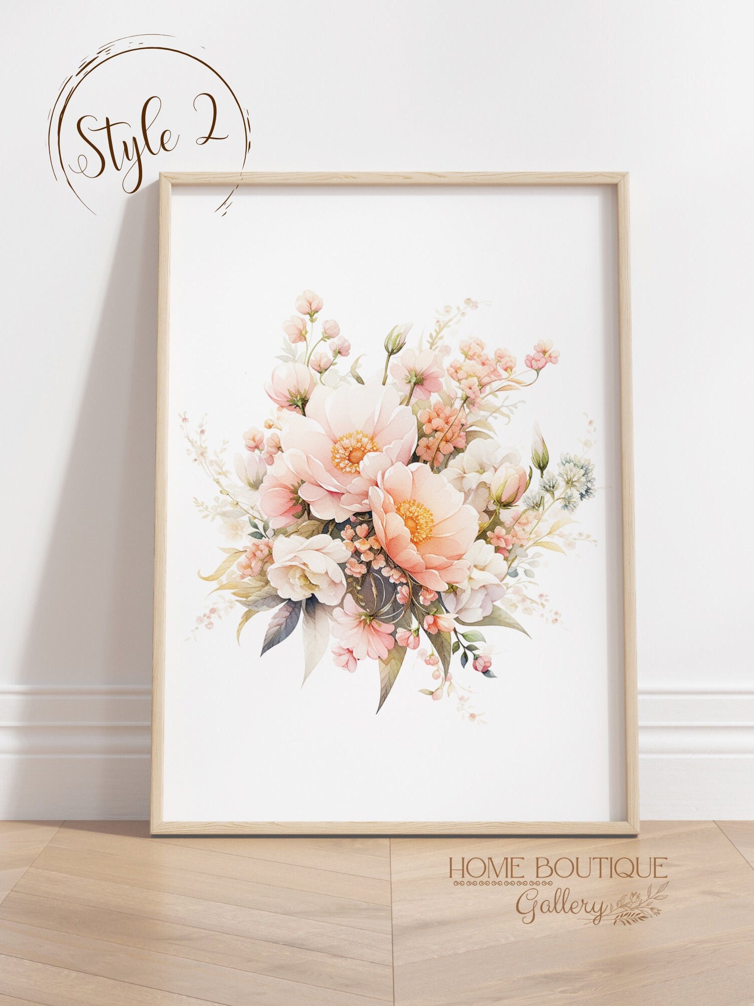 Pink Blush Flower Wall Art Print Set of 3 Watercolor Pink Blush Flower ...