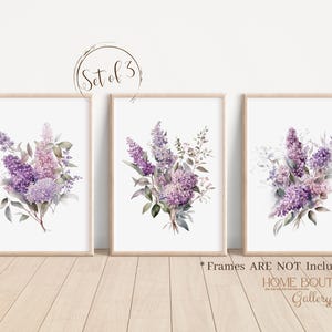 Watercolor Lilac Flower Prints Set of 3 Lilac Flower Wall Art Lilac ...