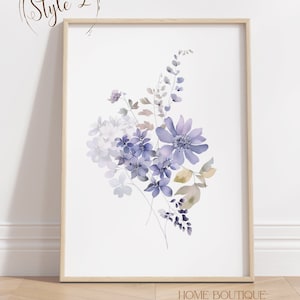 Violet Flower Wall art Prints Watercolor Violet Flower print Violet Floral Art Violet Flower Nursery Art Print Violet Flower Artwork decor 1 Print - Style 2