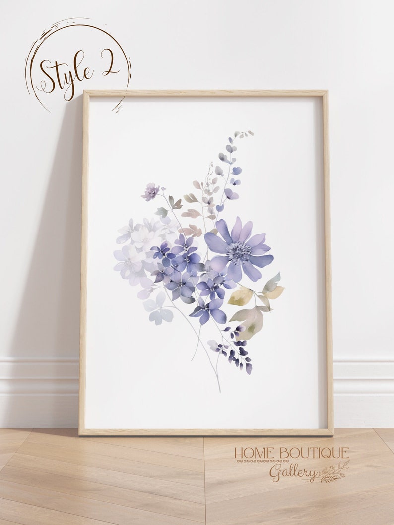 Violet Flower Wall art Prints Watercolor Violet Flower print Violet Floral Art Violet Flower Nursery Art Print Violet Flower Artwork decor 1 Print - Style 2