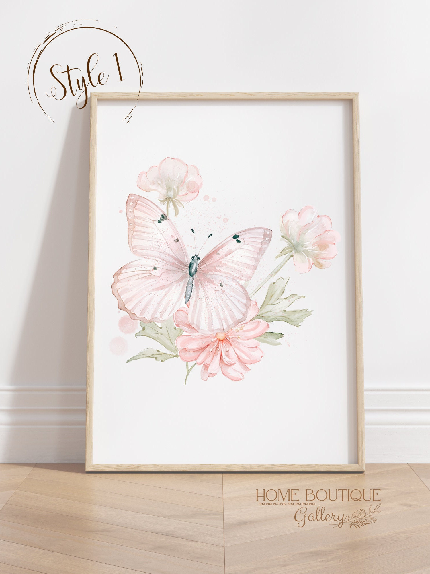 Dusty Rose Butterflies Wall Art Prints Set of 3 Watercolor Dusty Rose ...