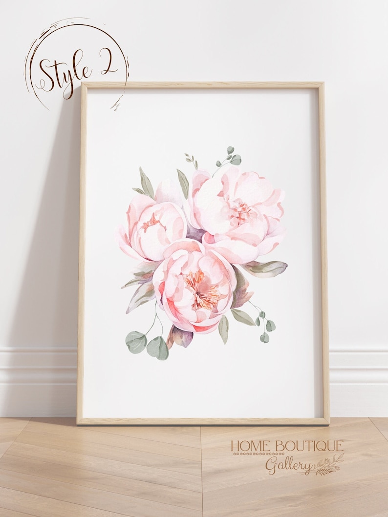 Set of 3 Watercolor Blush Peony Flower Print Blush Peony Flower Print ...