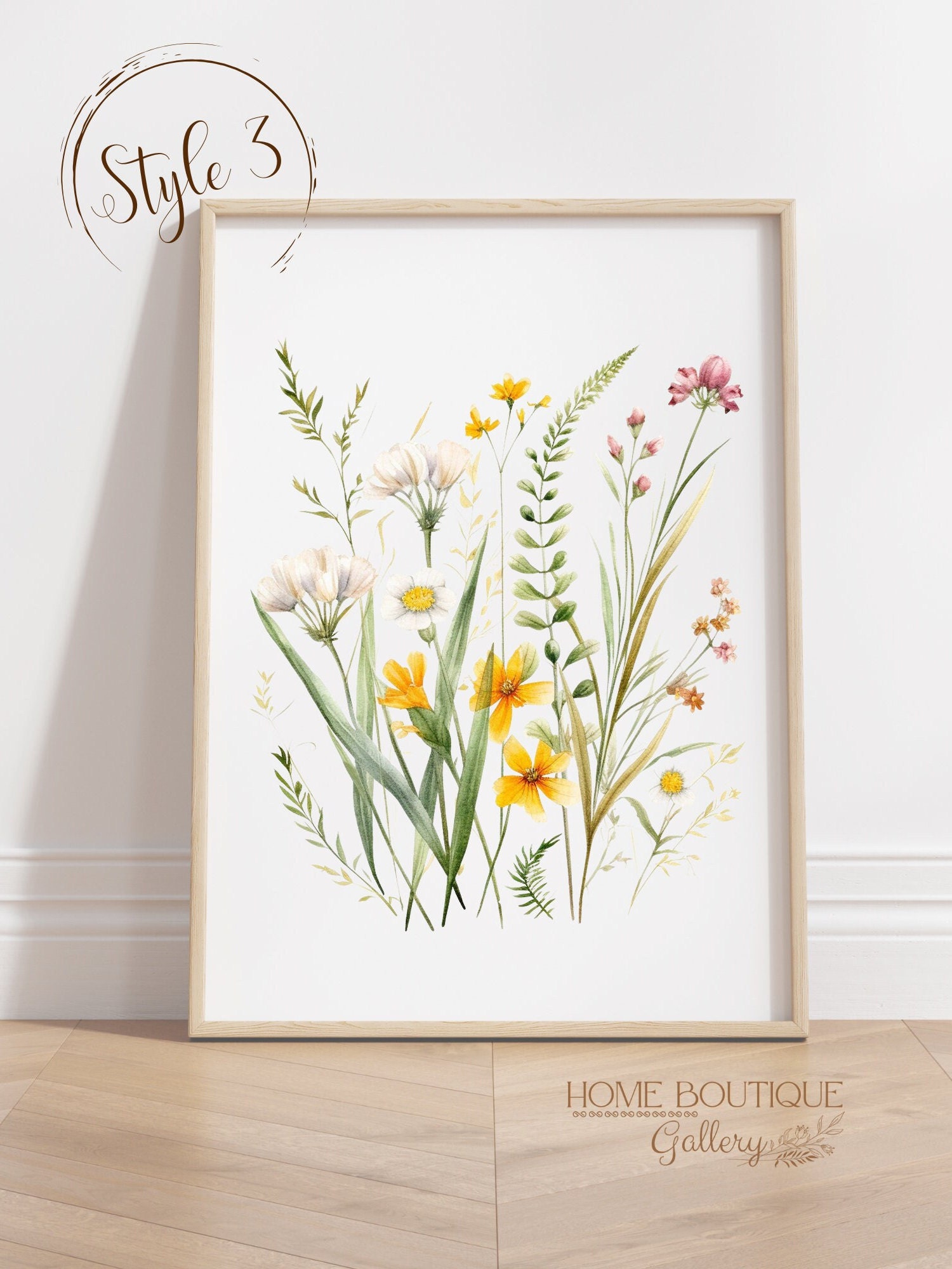 Meadow Wildflower Prints Set of 3 Watercolor Wildflower Print Wild ...