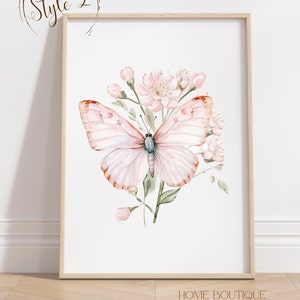 Dusty Rose Butterflies Wall Art Prints Set of 3 Watercolor Dusty Rose ...
