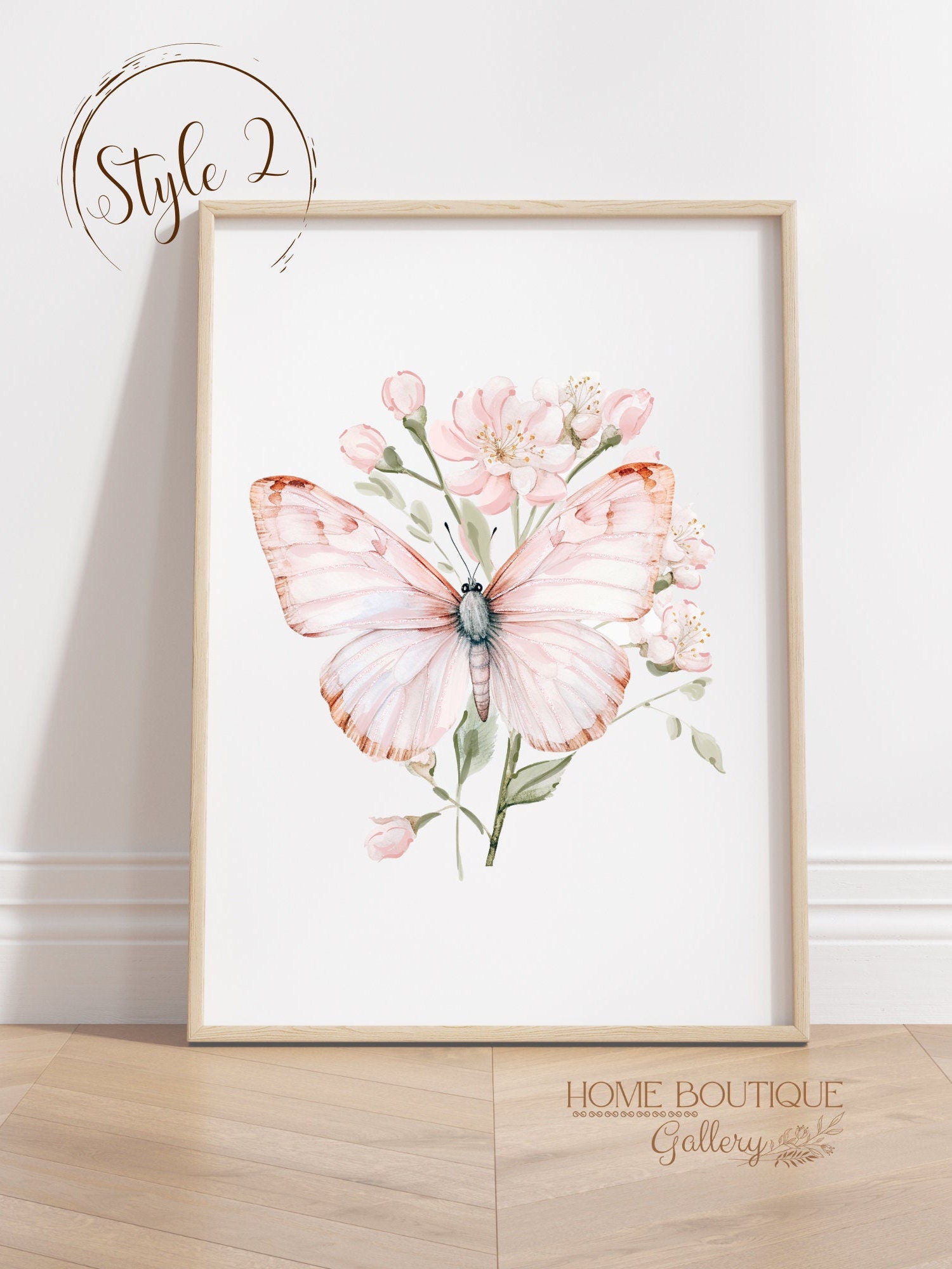 Dusty Rose Butterflies Wall Art Prints Set of 3 Watercolor Dusty Rose ...