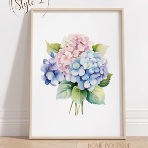 Pastel Hydrangea Flower Art Prints Set of 3 Watercolor Hydrangea Flower ...