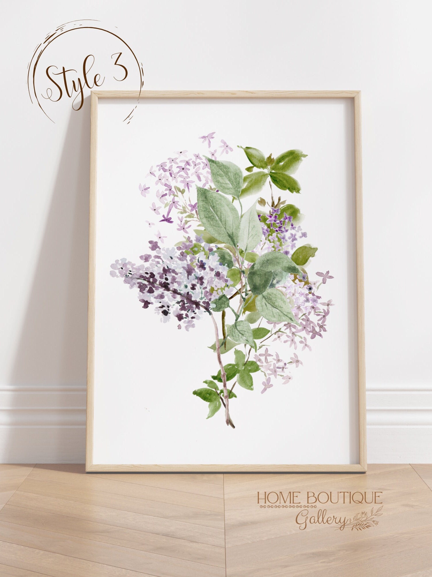 Set of 3 Watercolor Lilac Floral Print Purple Lilac Flower Wall Art ...