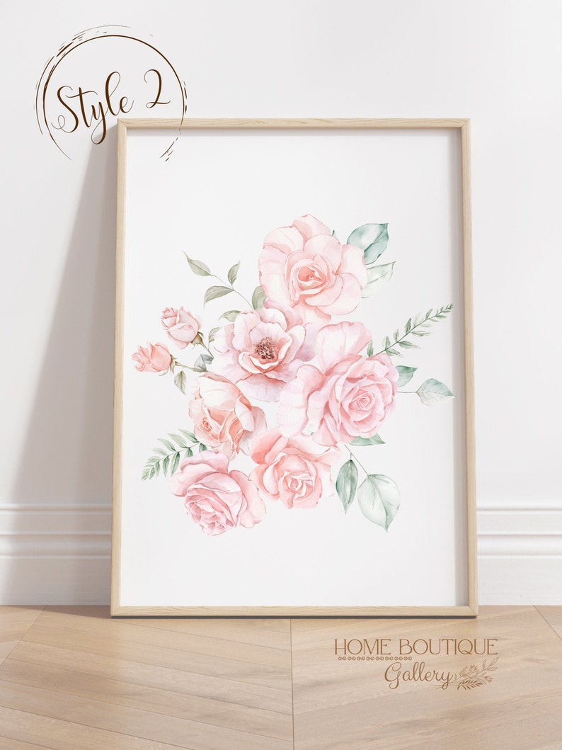 Blush Pink Roses Art Print Set of 3 Watercolor Blush Pink Roses Print ...