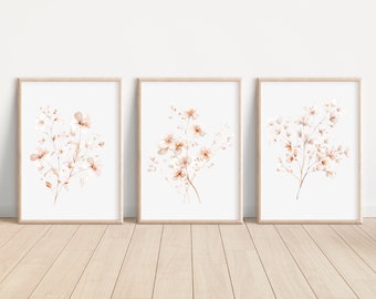 Set of 3 Watercolor Wildflower prints Wild Floral Wall Art Print Wildflower Artwork Wildflower Home Decor Wall Art Wildflower Printing