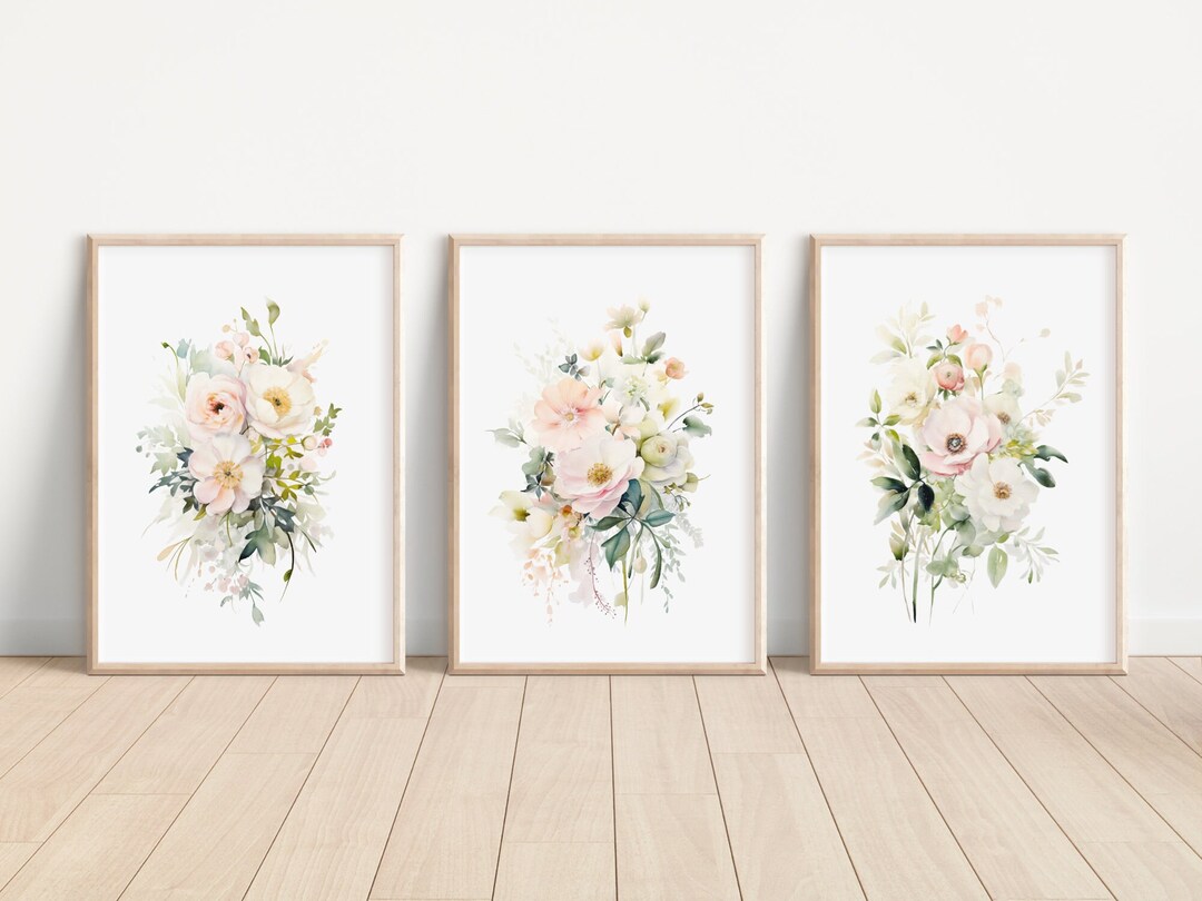 Spring Bloom Floral Prints Set of 3 Watercolor Spring Flower Print ...