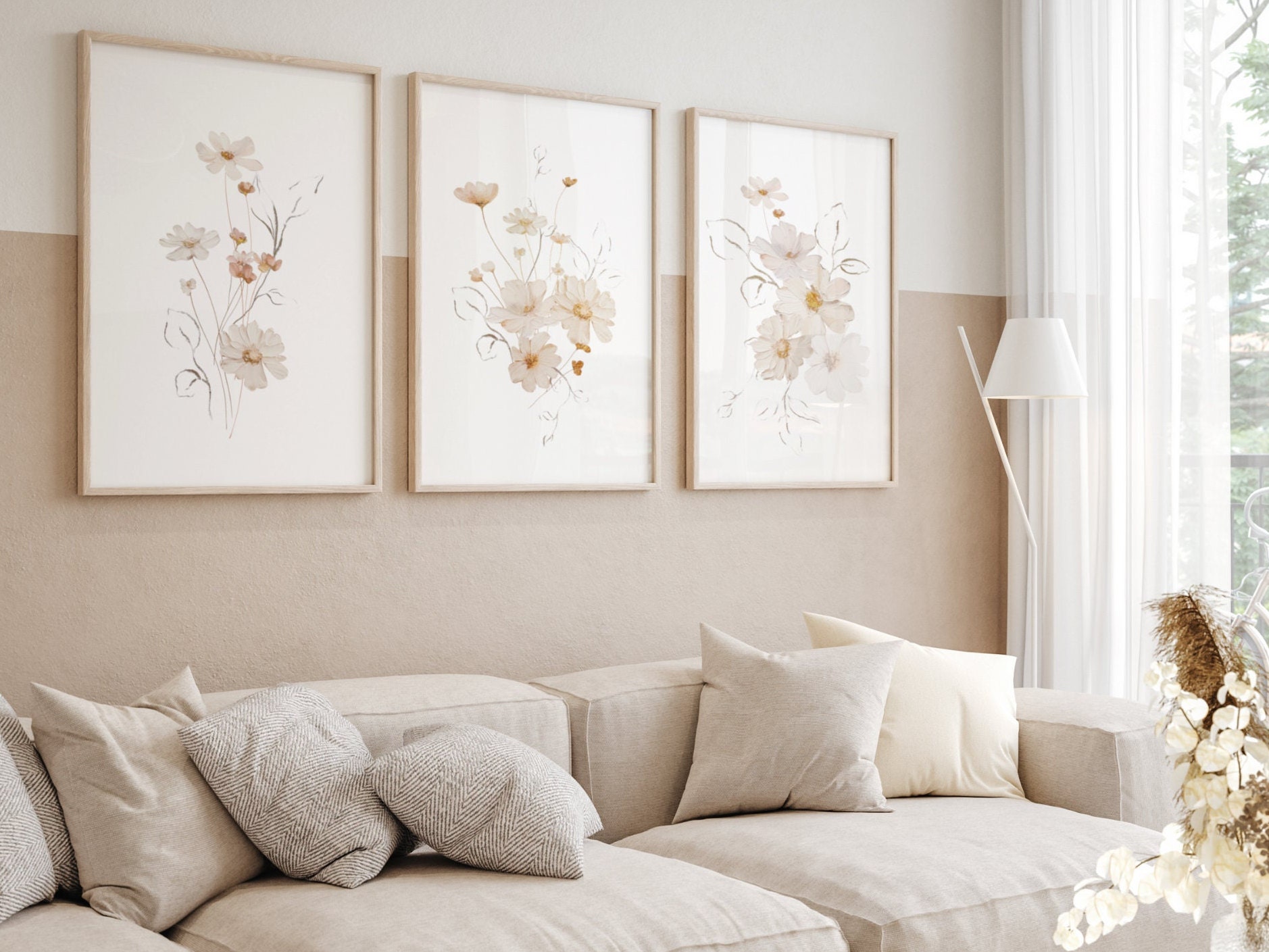 Wildflower Wall Art Prints Set of 3 Watercolor Wildflower Art Print ...