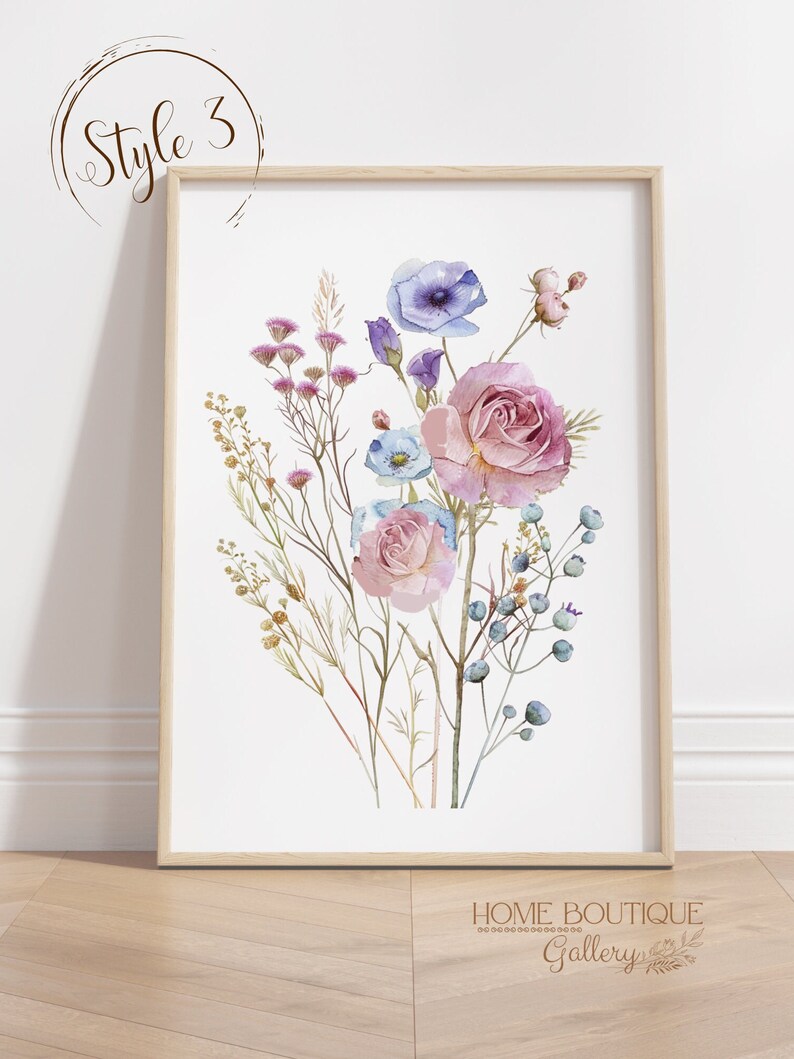 Pastel Dusty Rose Flower Art Prints Set of 3 Watercolor Dusty Rose ...