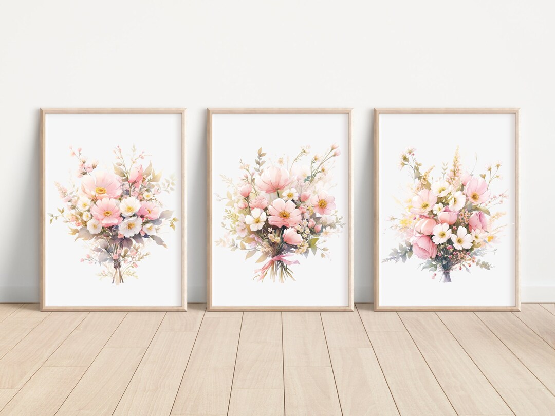 Pink Blush Flower Art Prints Watercolor Pink Blush Flower Prints Blush ...