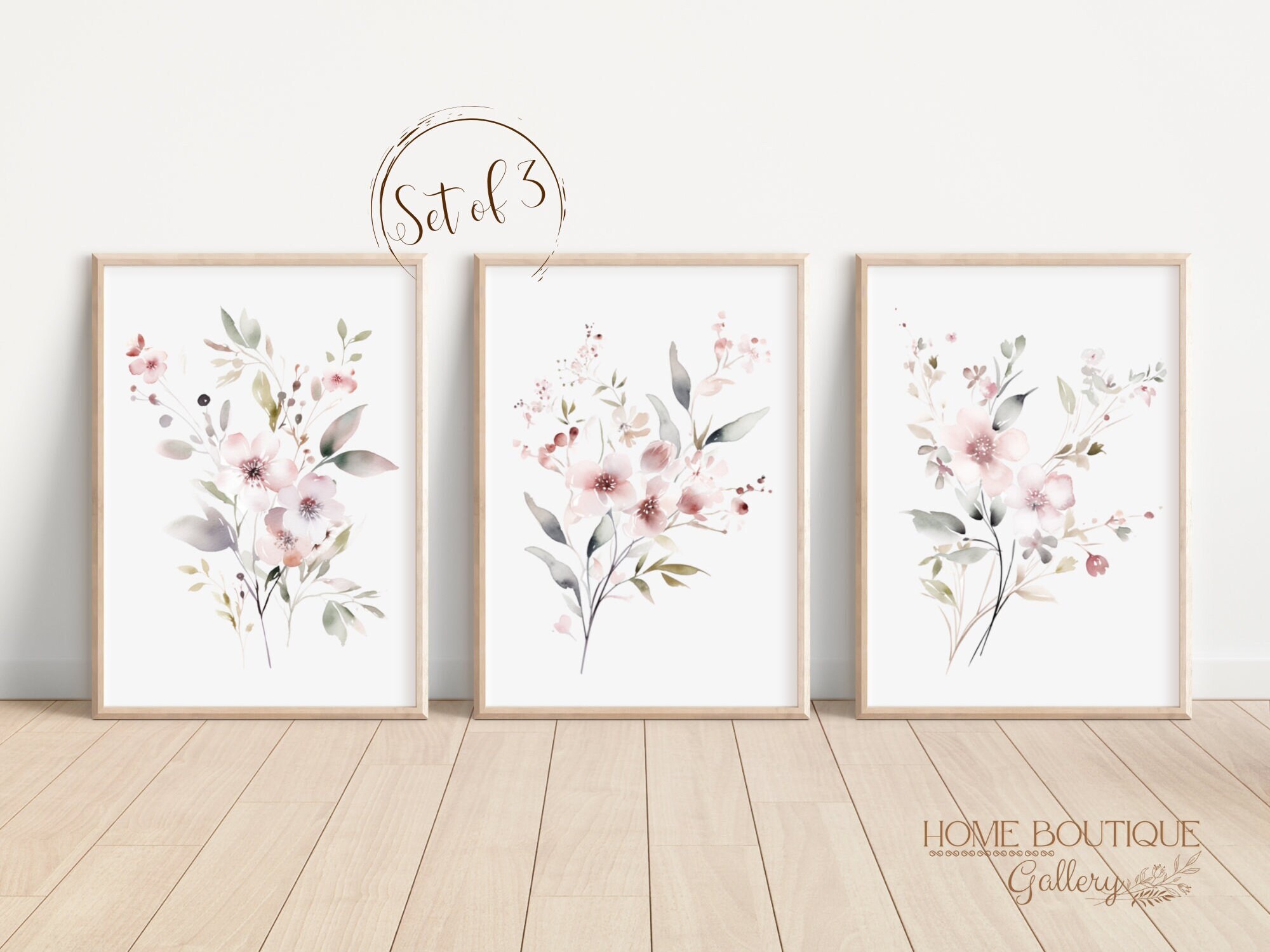 Soft Wildflower Wall Art Prints Wildflower Watercolor Set of 3 Floral ...