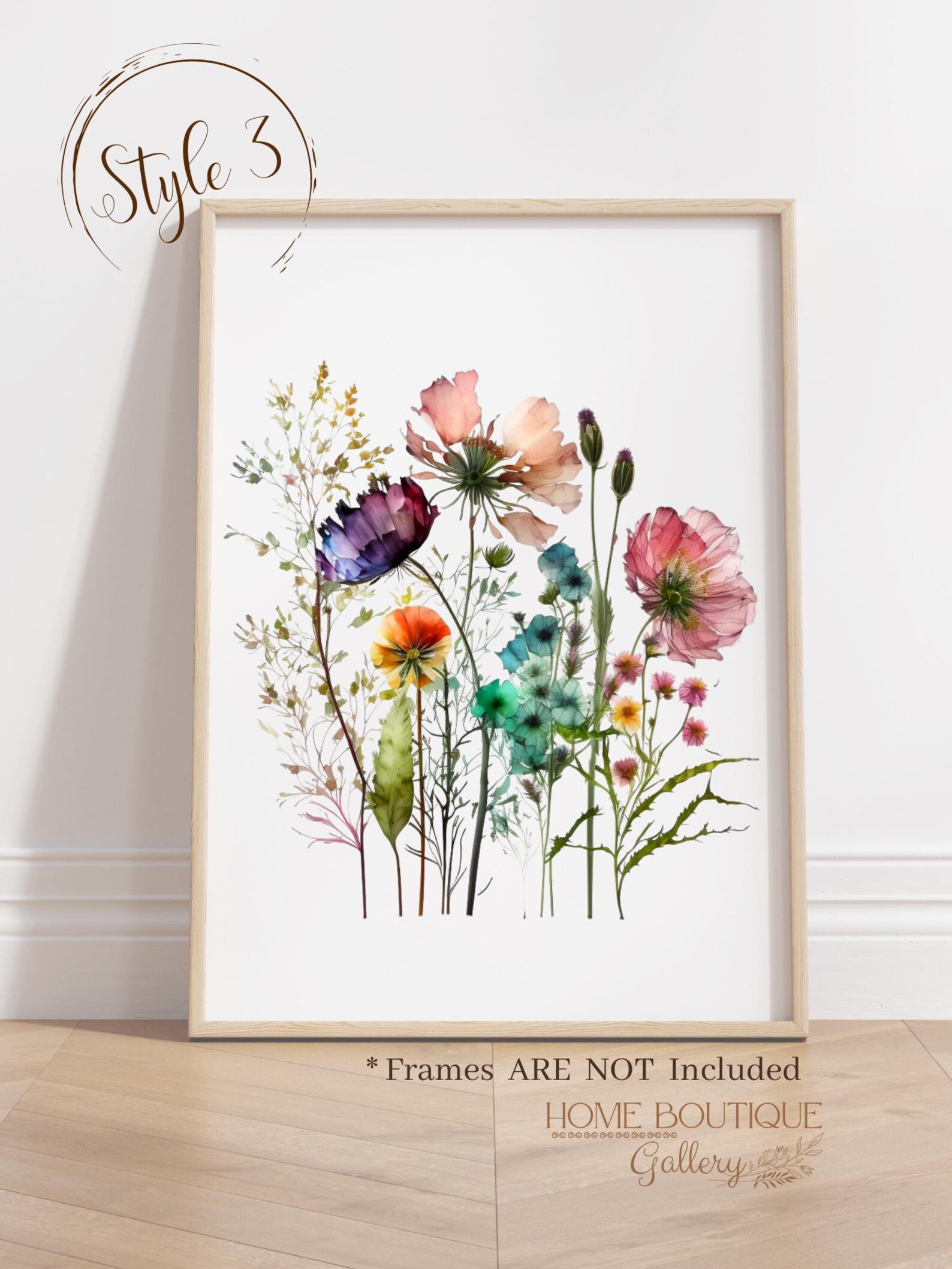 Set of 3 Watercolor Wildflower Print Wildflower Wall Art Prints ...