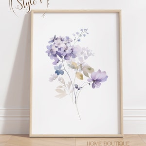 Violet Flower Wall art Prints Watercolor Violet Flower print Violet Floral Art Violet Flower Nursery Art Print Violet Flower Artwork decor 1 Print - Style 1