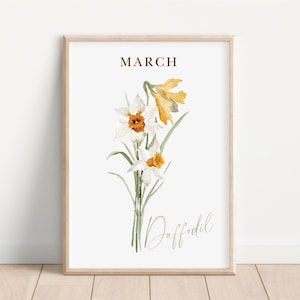 March Birth Flower Print Watercolor Daffodil Flower Print Birth Month Flower Wall Decor Daffodil Flower Artwork March Daffodil Flower Gift