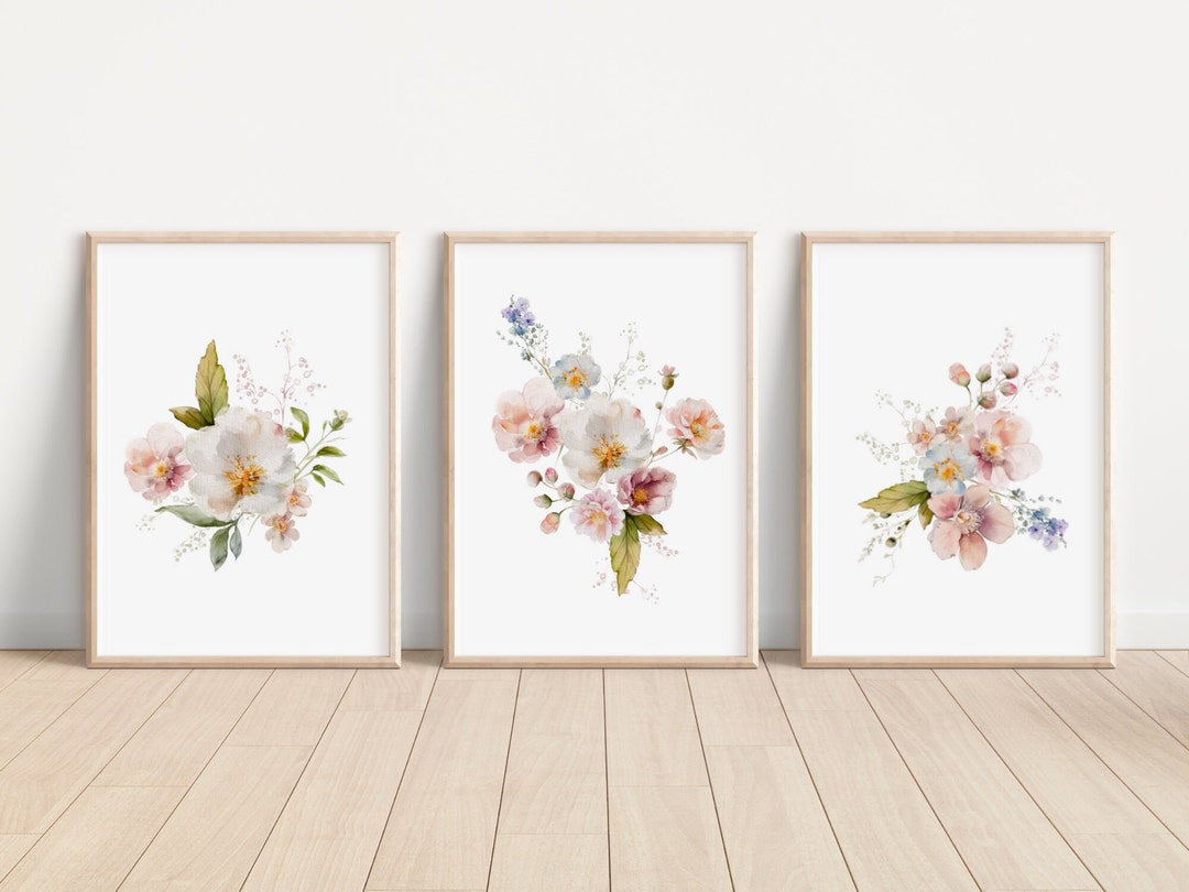 Wildflower Watercolor Set of 3 Floral Wall Art Print Wildflower Print ...
